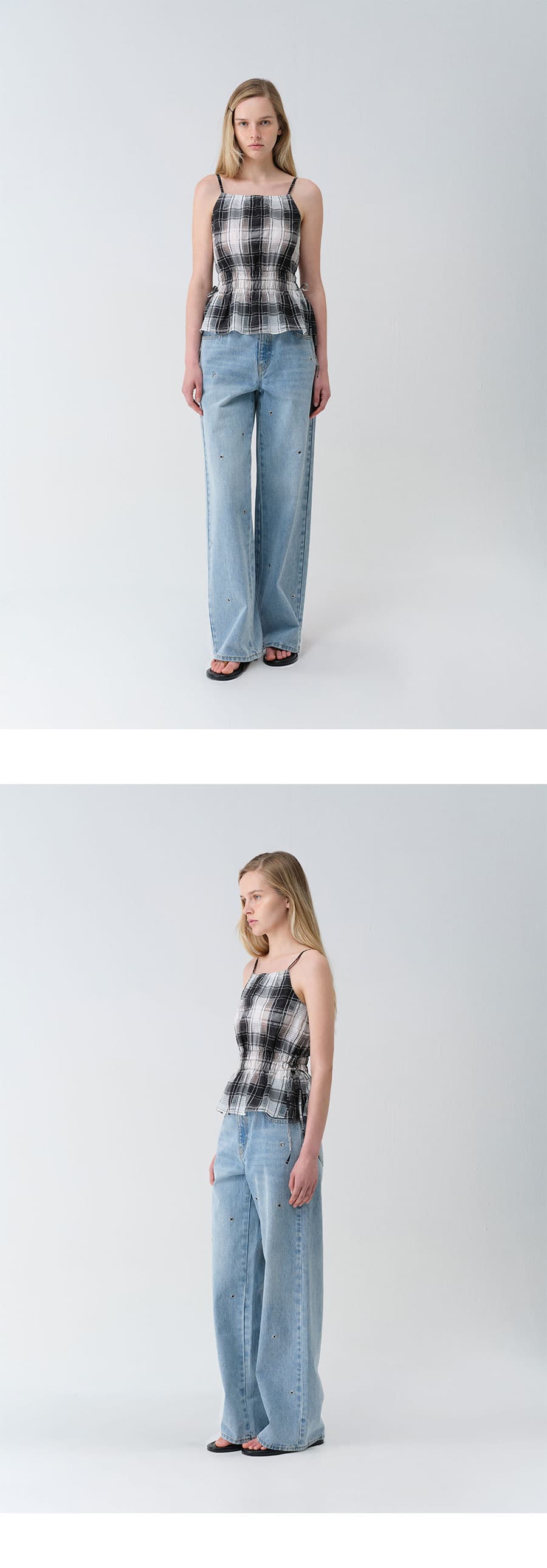Check Sleeveless Blouse in Black — vue 4