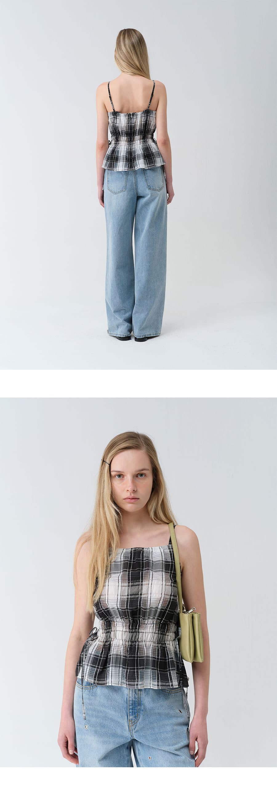 Check Sleeveless Blouse in Black — vue 5
