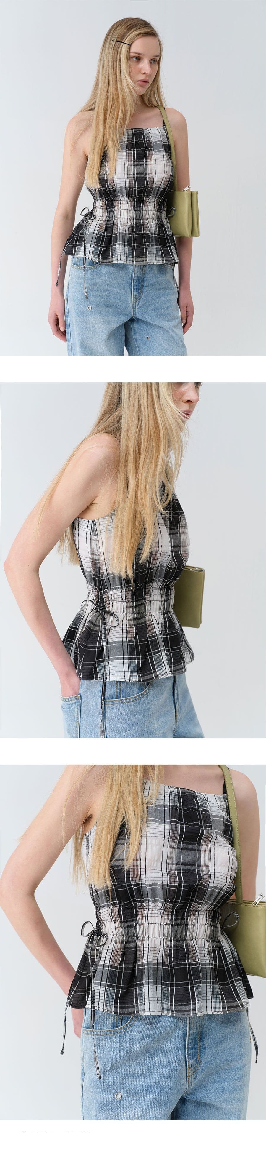 Check Sleeveless Blouse in Black — vue 6