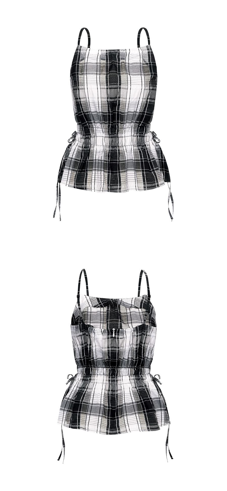 Check Sleeveless Blouse in Black — vue 7