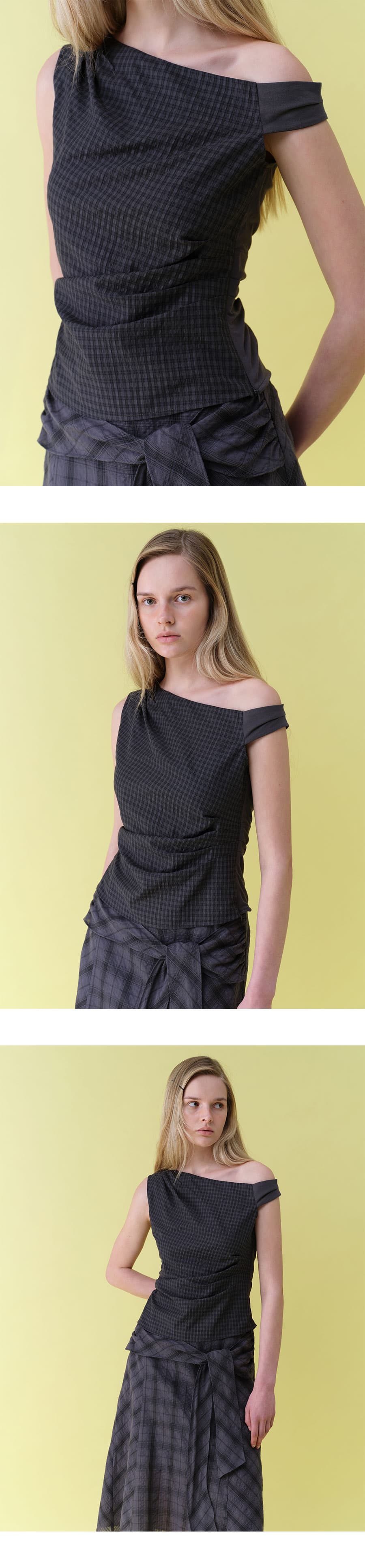 Check Shirring Sleeveless Blouse — vue 4