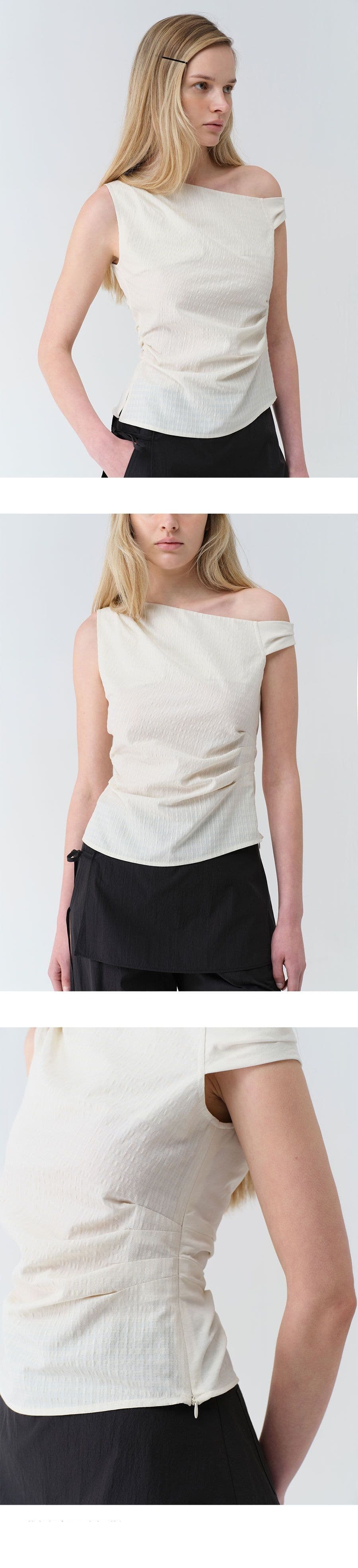 Check Shirring Sleeveless Blouse — vue 7