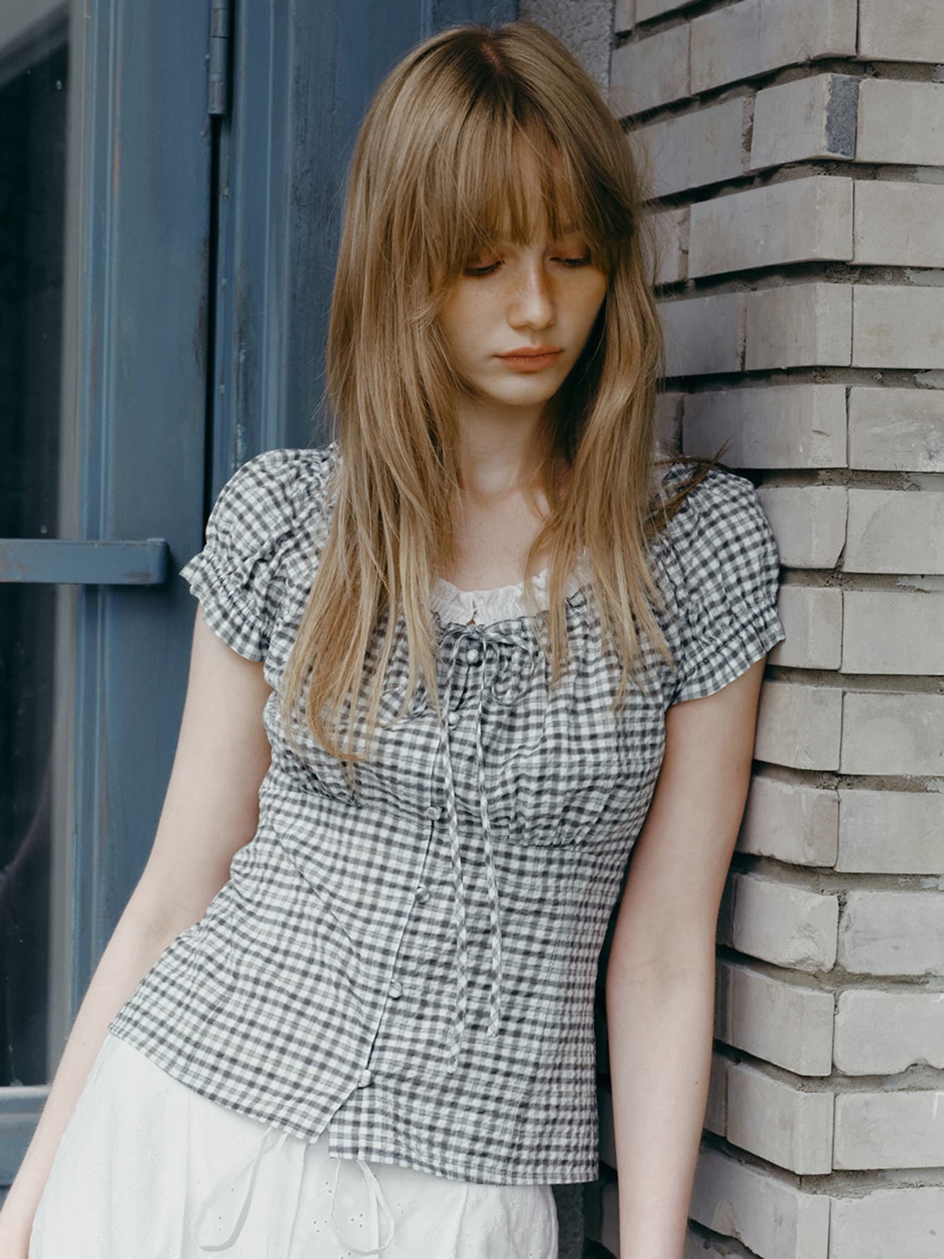 Check Banding Blouse