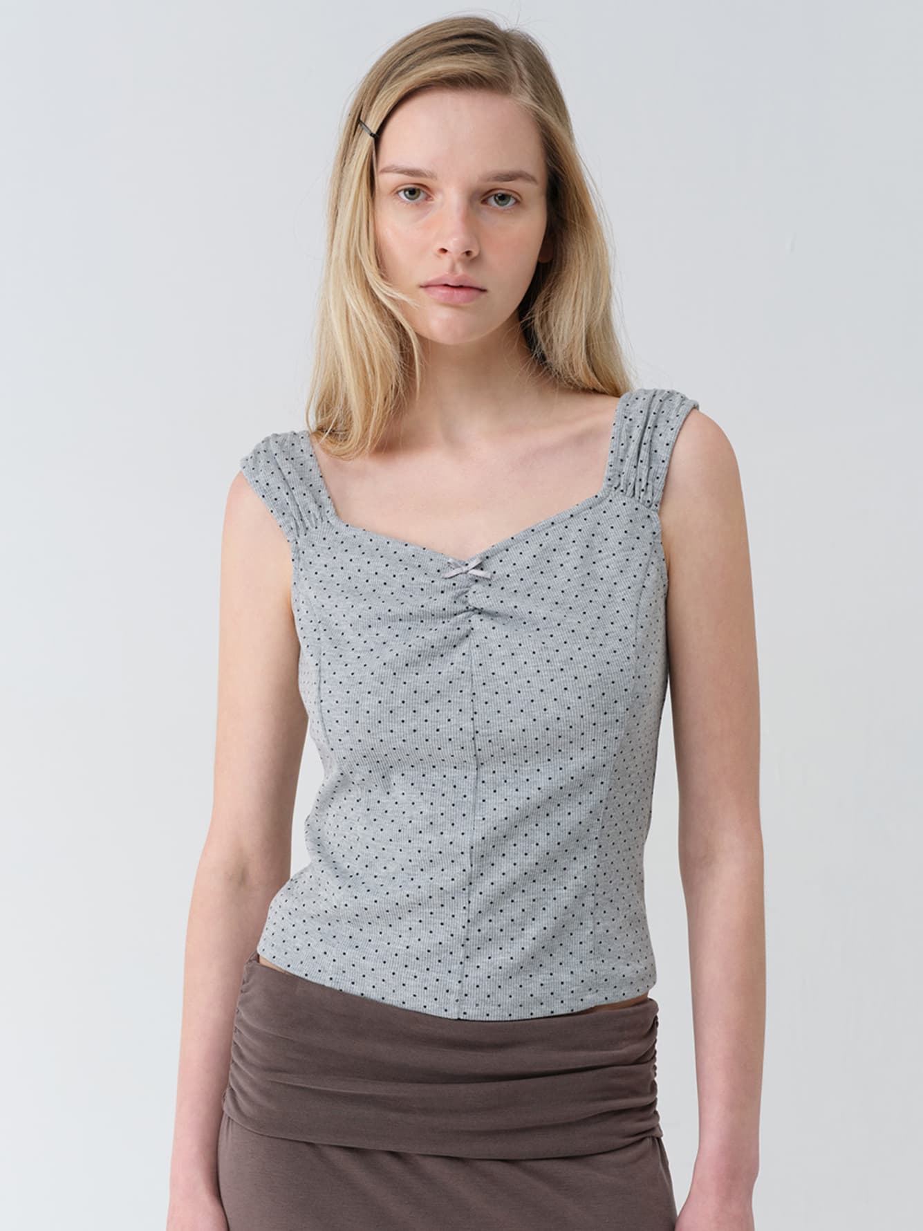 Dot Shirring Sleeveless Top — vue 2