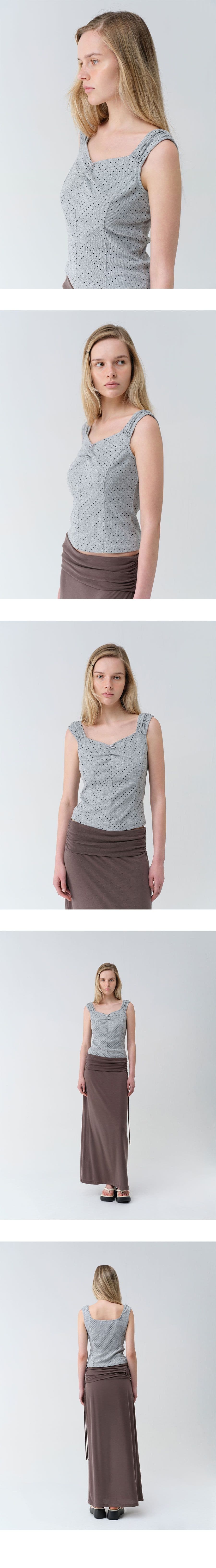 Dot Shirring Sleeveless Top — vue 5