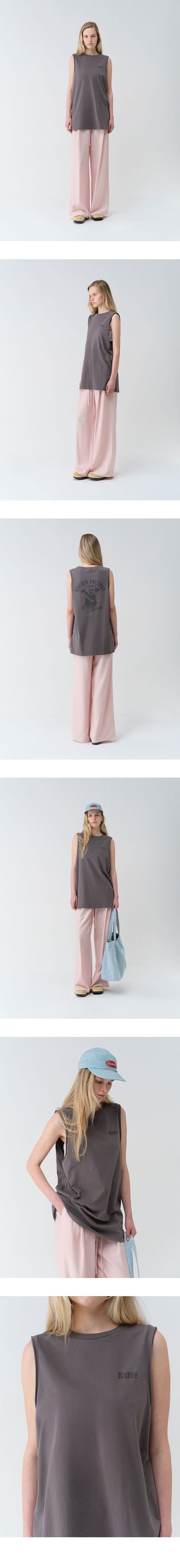 Back Print Over-fit Sleeveless T-shirts — vue 4