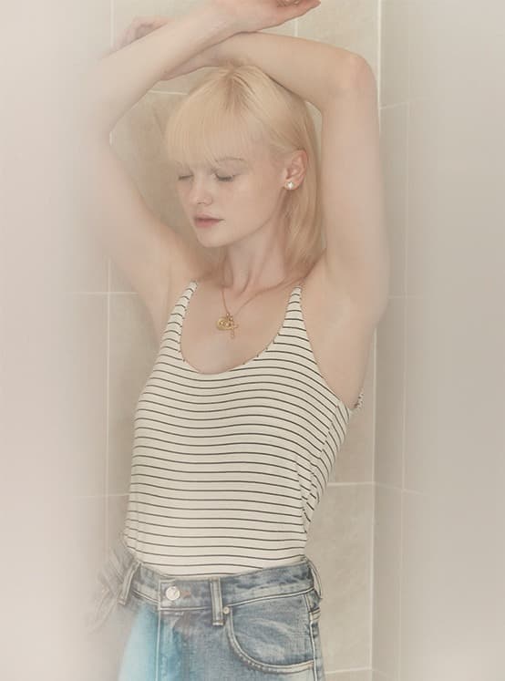 Stripe Strap Sleeveless Top in White