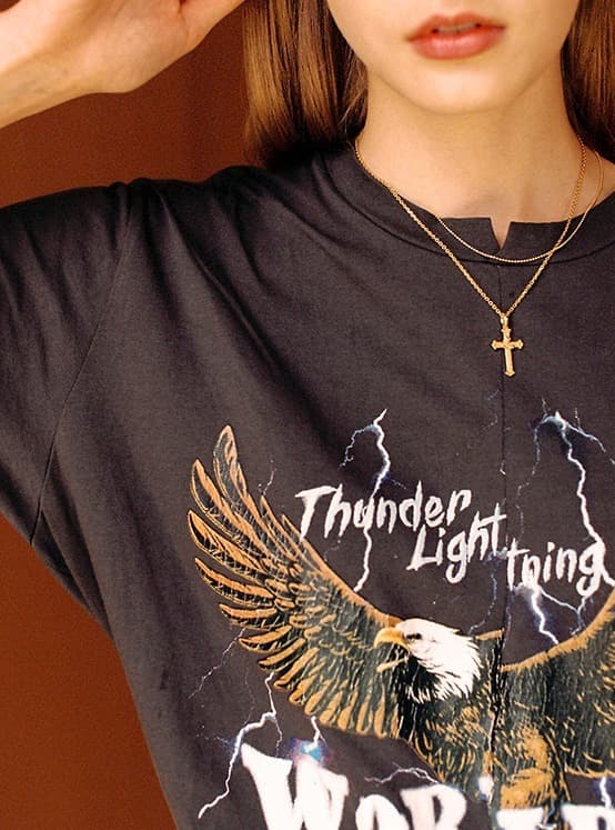 Eagle Thunder Print Tee in D/Grey
