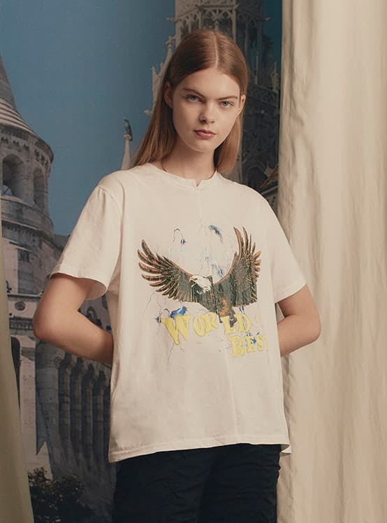 Eagle Thunder Print Tee in White