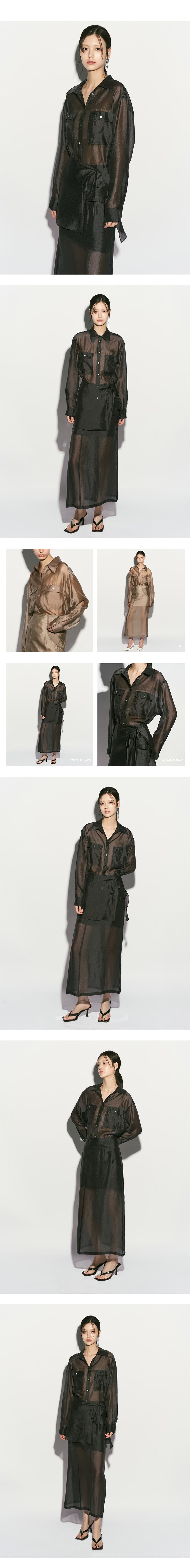 Sheer Cupro Shirts Midnight Navy — vue 3