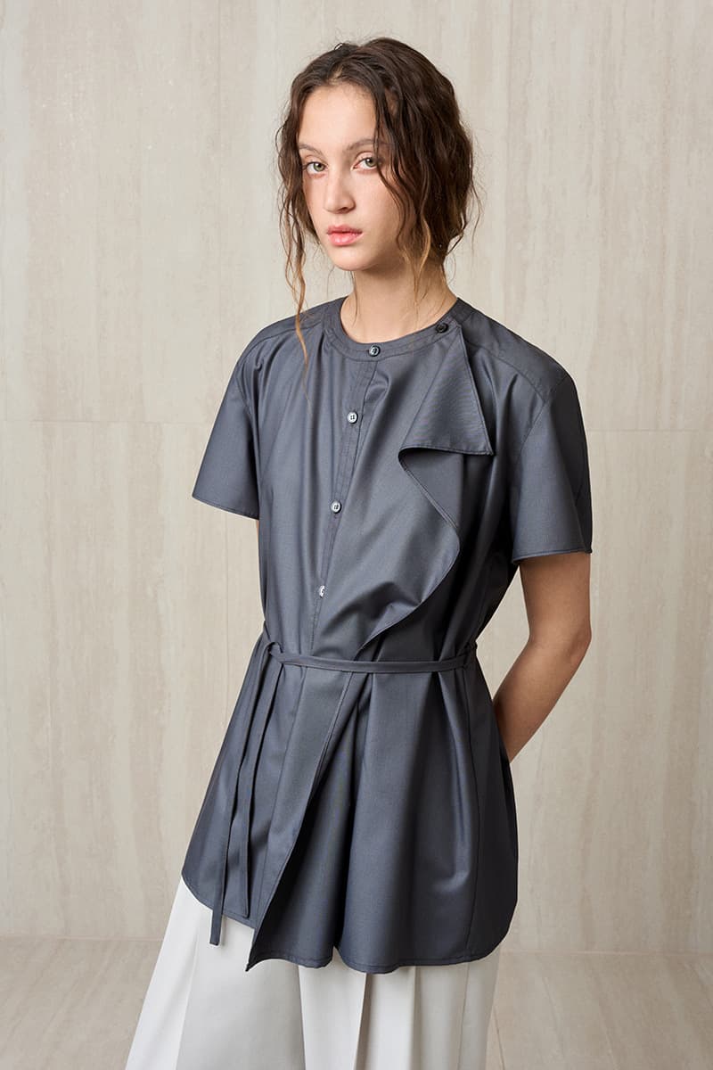 Ruffle Detail Shirt Blouse Charcoal — vue 1