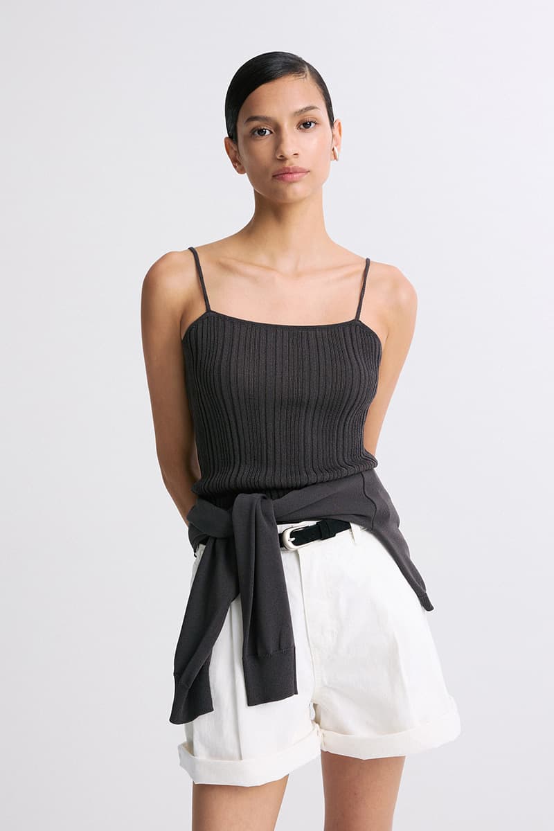 Ribbed Knit Sleeveless Top Charcoal — vue 2