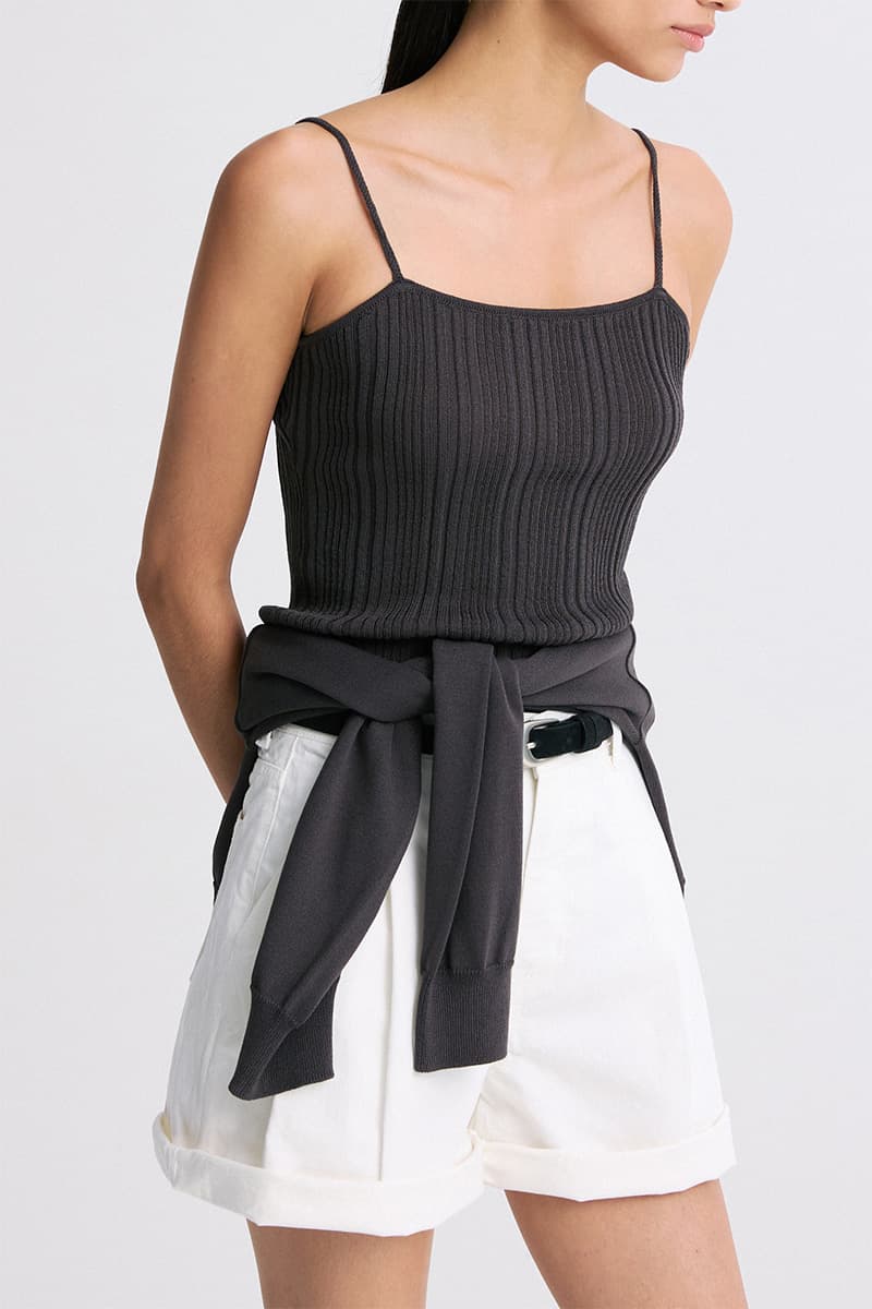 Ribbed Knit Sleeveless Top Charcoal — vue 3