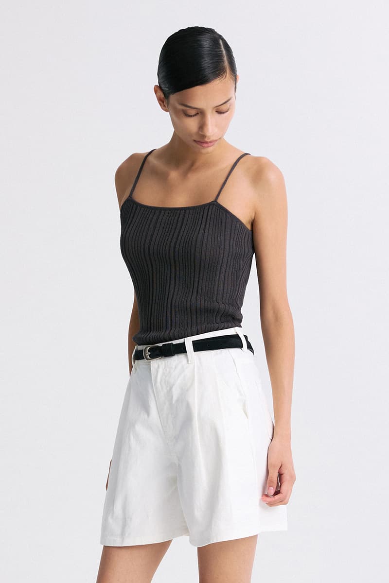 Ribbed Knit Sleeveless Top Charcoal — vue 4