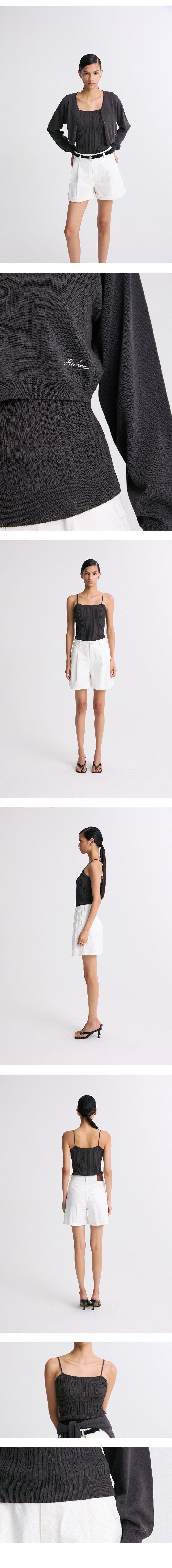 Ribbed Knit Sleeveless Top Charcoal — vue 7