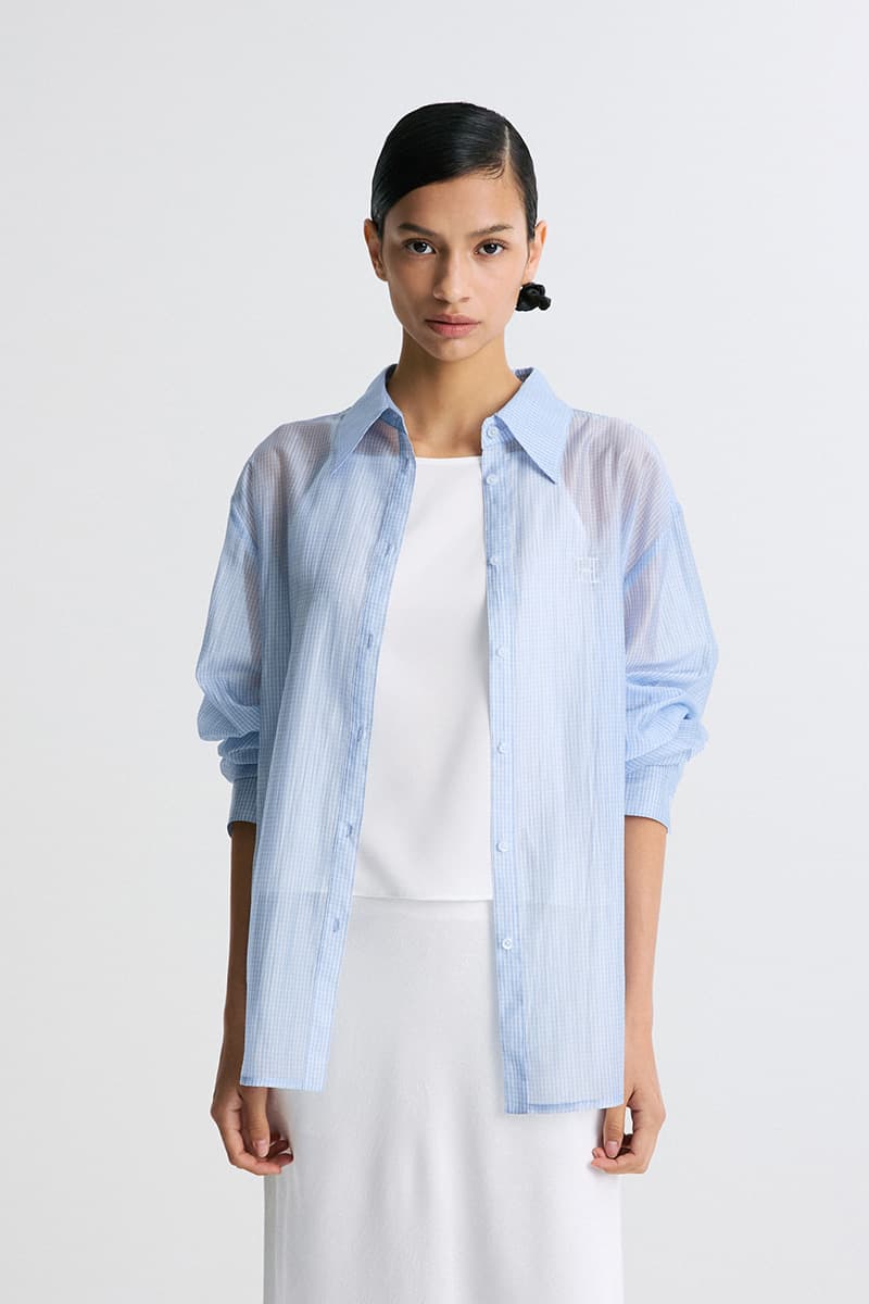 Sheer Checked Shirt Check Blue
