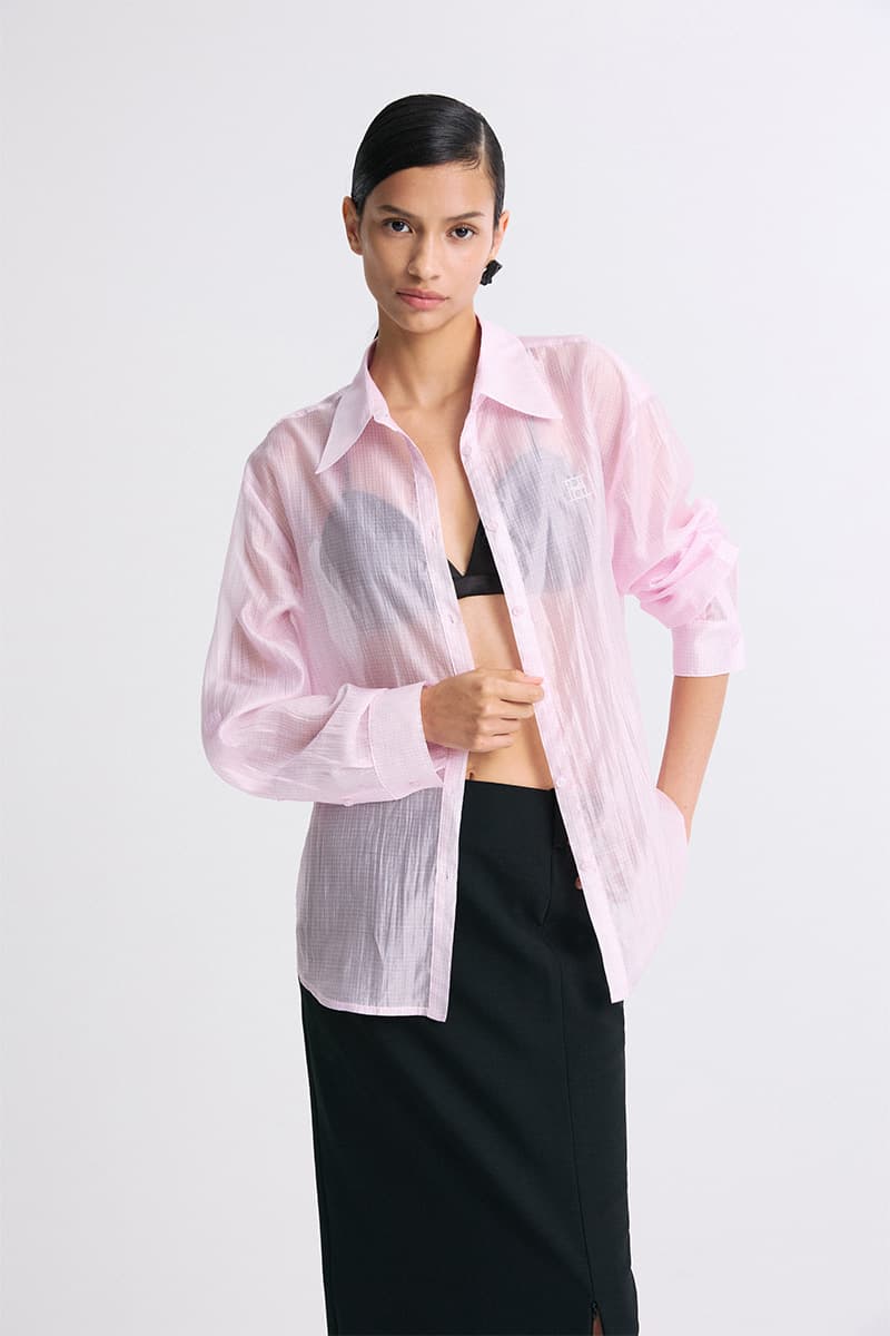 Sheer Checked Shirt Check Pink — vue 4