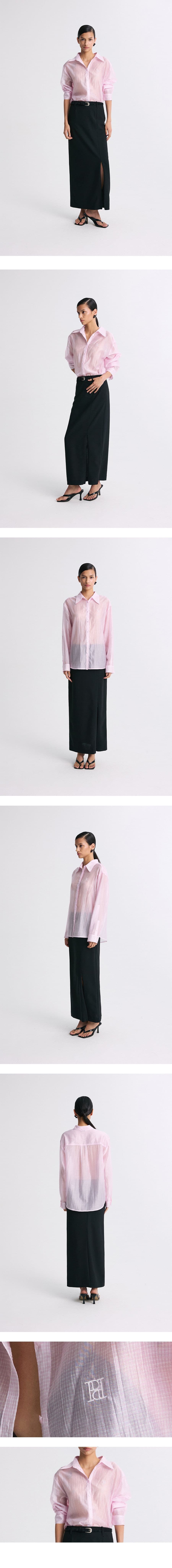 Sheer Checked Shirt Check Pink — vue 8