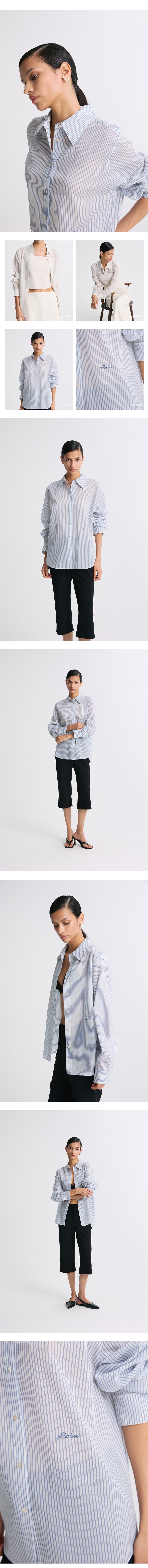 Sheer Striped Shirt Blue Stripe — vue 7