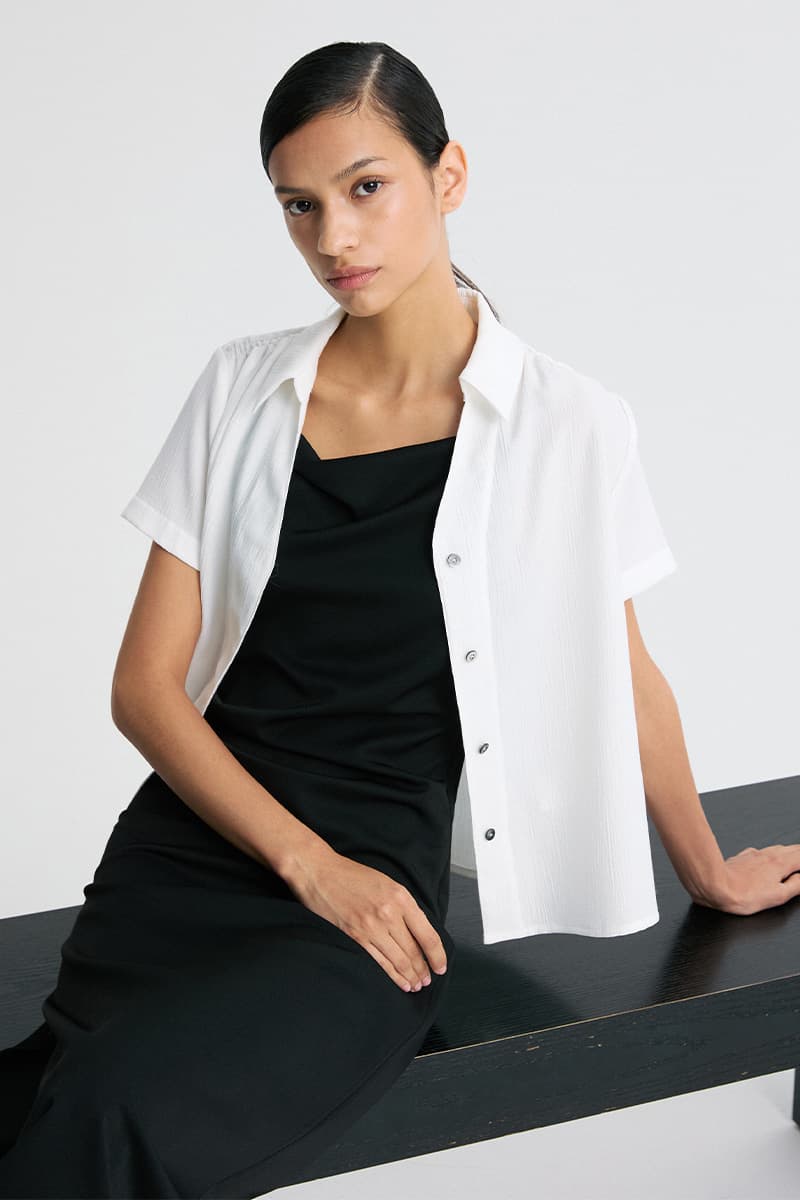 Gathered Shoulder Shirt White — vue 2