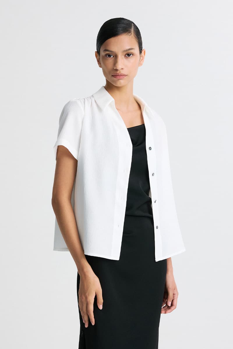 Gathered Shoulder Shirt White — vue 4