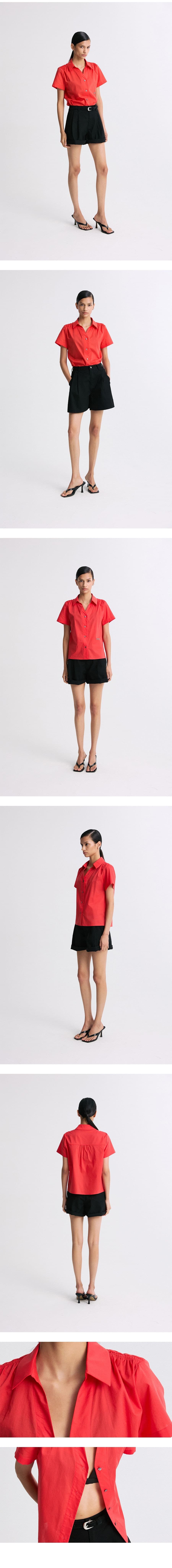 Gathered Shoulder Shirt Red — vue 8