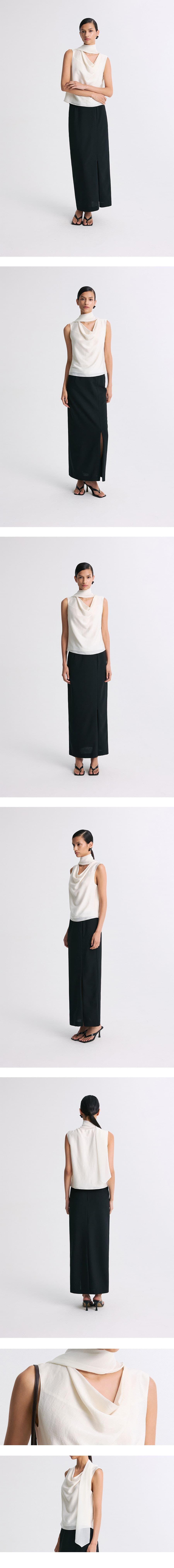 Scarf-Neck Draped Sleeveless Blouse — vue 8