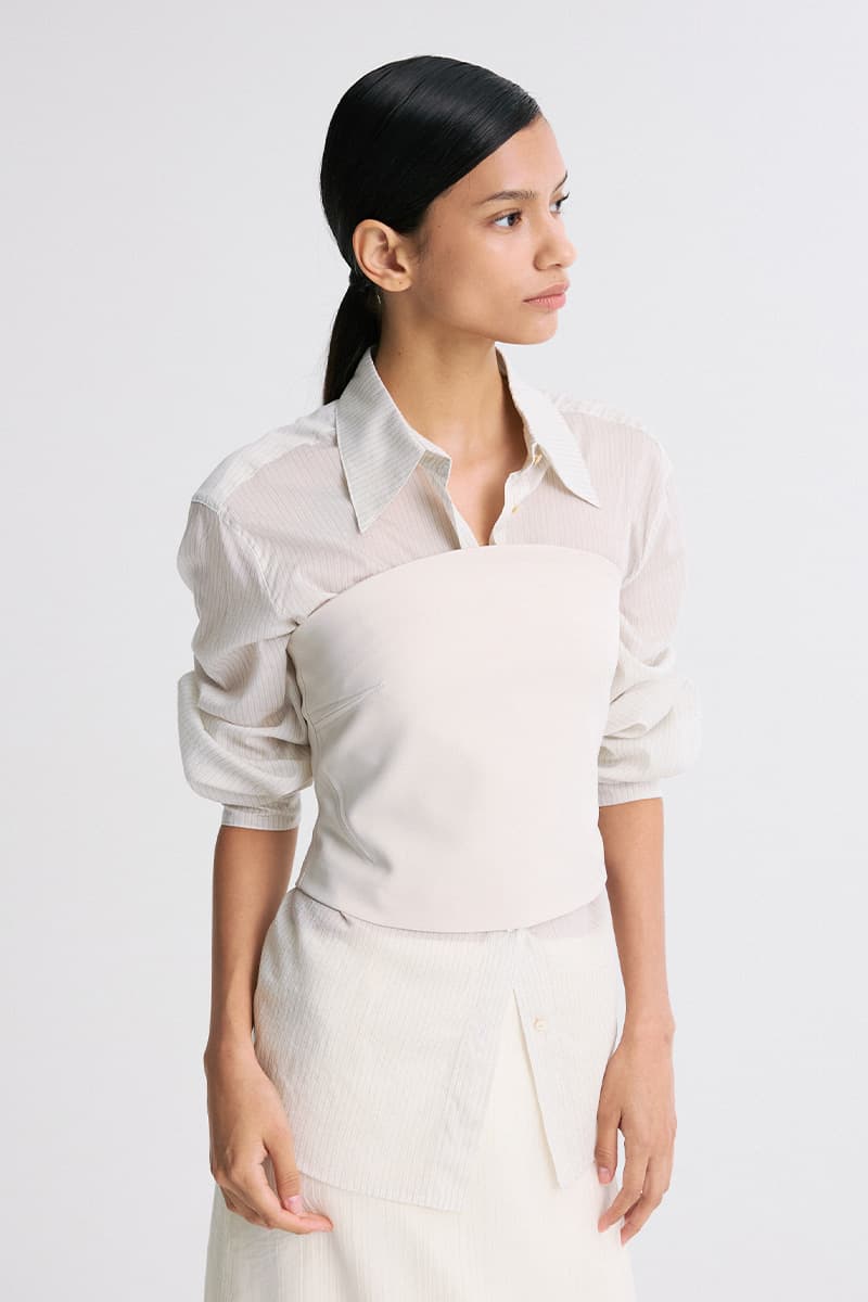 Strapless Cropped Tube Top Cream — vue 4