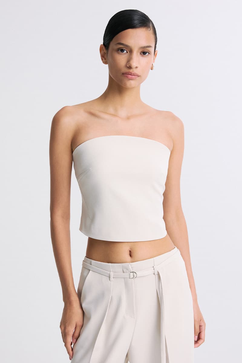 Strapless Cropped Tube Top Cream