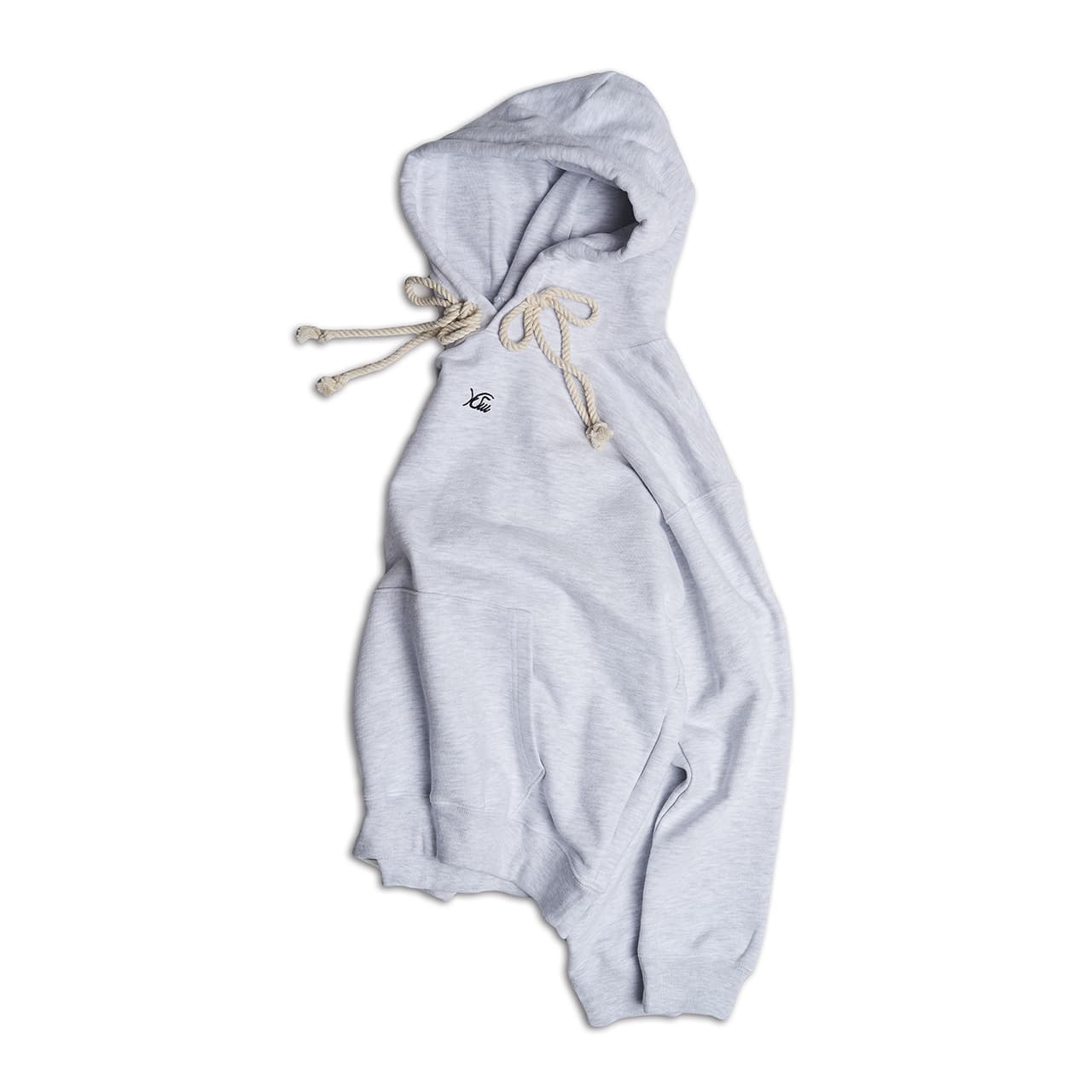 Double Rope Embroidered Hoodie (White Melange) — vue 3