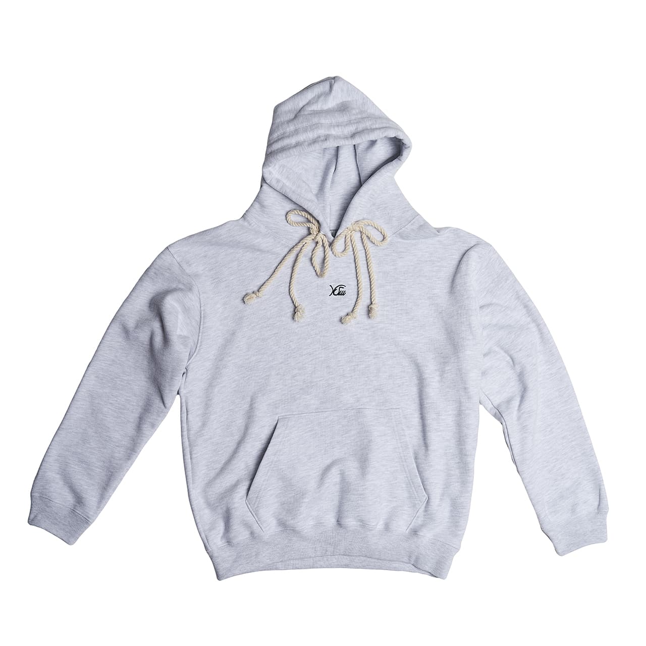 Double Rope Embroidered Hoodie (White Melange) — vue 5