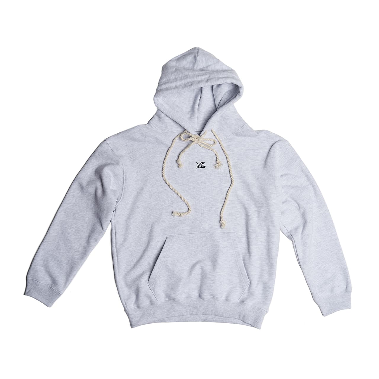 Double Rope Embroidered Hoodie (White Melange) — vue 6