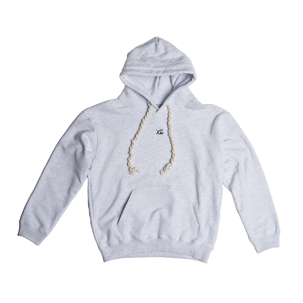 Double Rope Embroidered Hoodie (White Melange) — vue 7