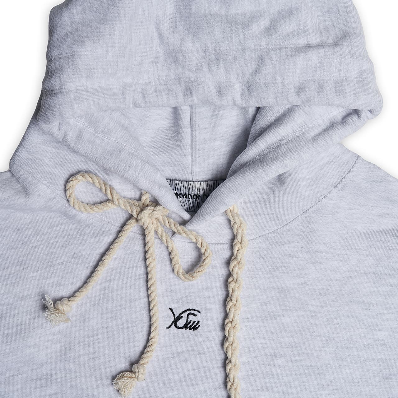 Double Rope Embroidered Hoodie (White Melange) — vue 8