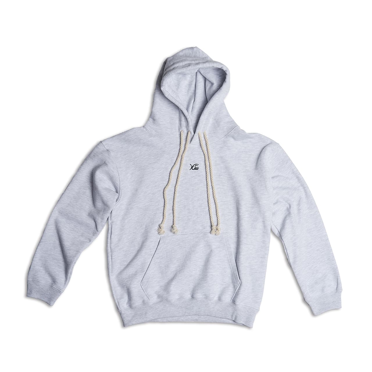 Double Rope Embroidered Hoodie (White Melange) — vue 1