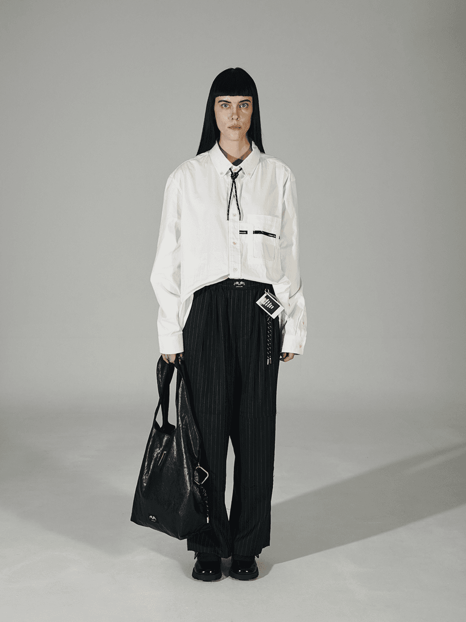 Striped Wool Trouser (Black) — vue 2