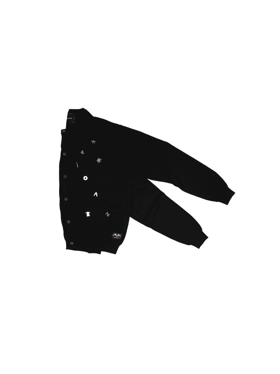 Hangeul Badge Cardigan (Black) — vue 3