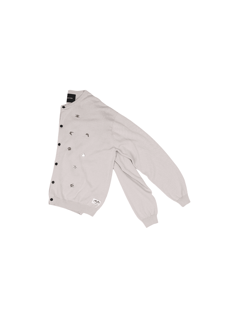 Hangeul Badge Cardigan (Light Grey) — vue 3