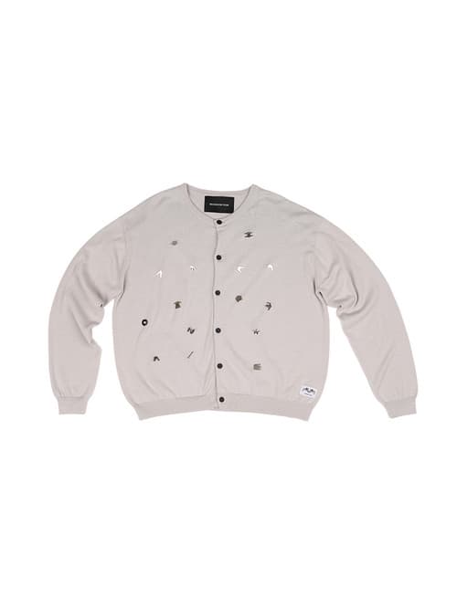 Hangeul Badge Cardigan (Light Grey)