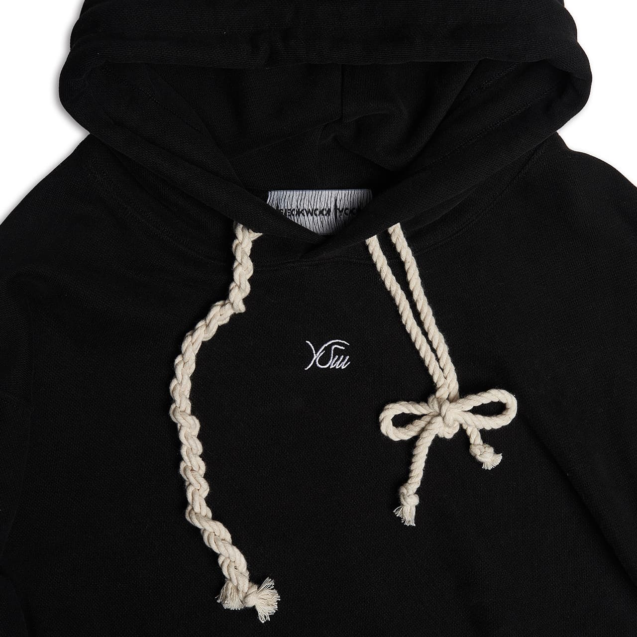 Double Rope Embroidered Hoodie (Black) — vue 6