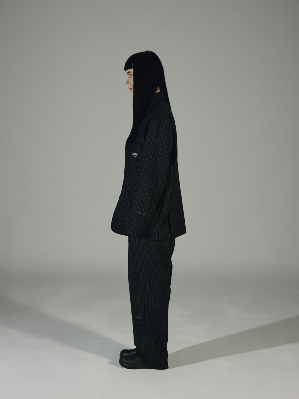 Striped Wool Jacket (Black) — vue 3