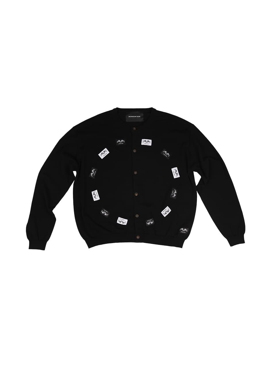 Flower Label Cardigan (Black) — vue 2