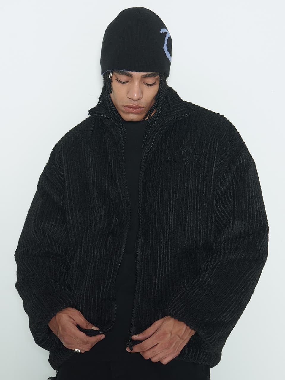 Black Stripe Sherpa Fur Jacket