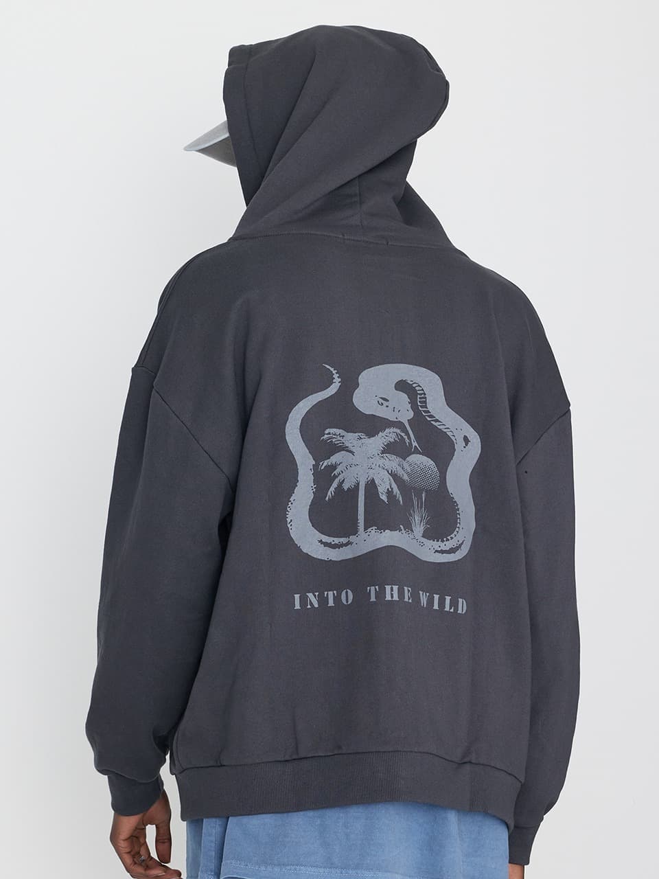 Into The Wild Snake Hoodie Zip Up Charcoal