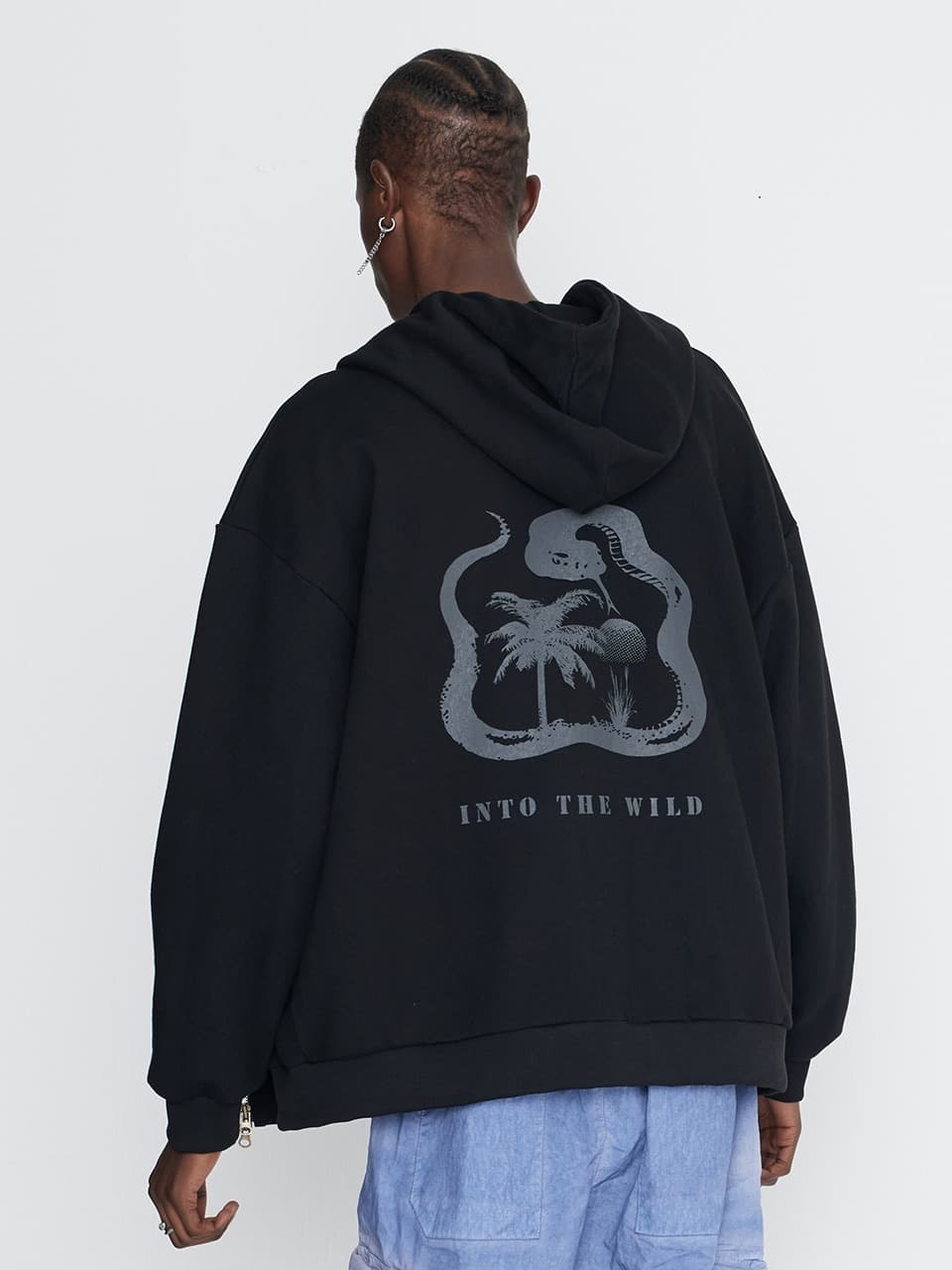 Into The Wild Snake Hoodie Zip Up Black