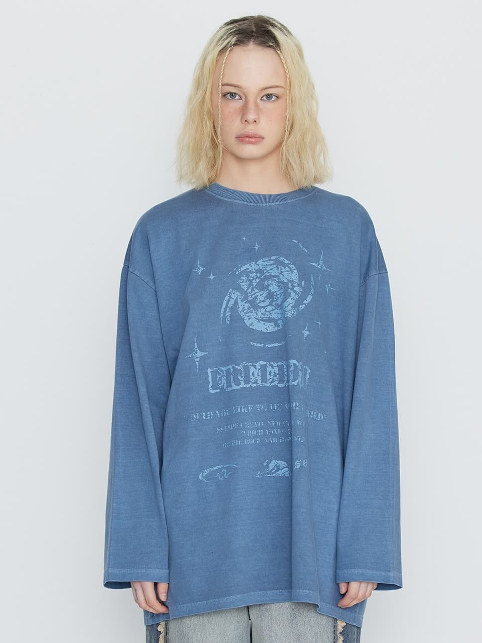 Into The Galaxy Pigment Long Sleeve T Light Blue