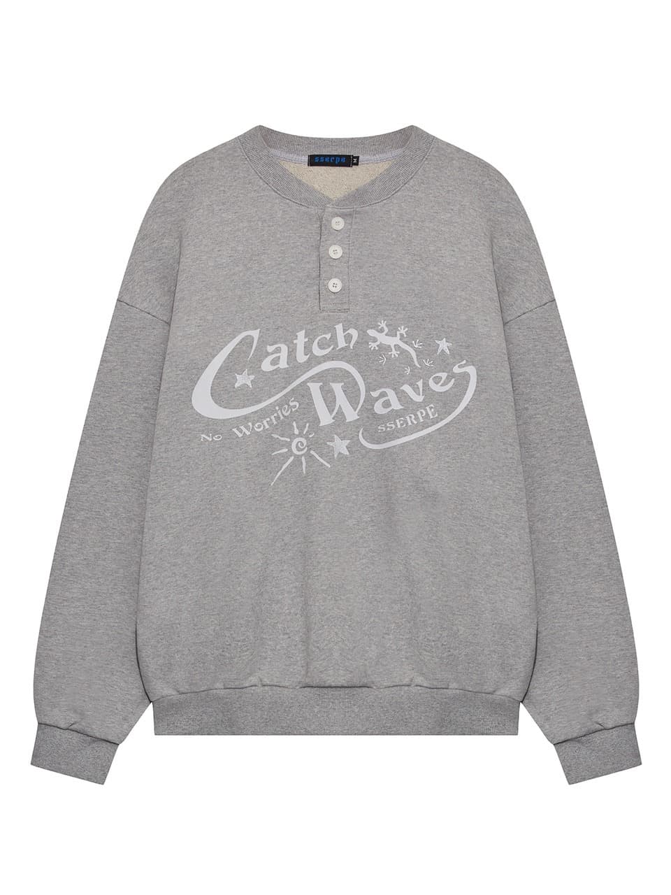 Catch Waves Henly Neck Sweatshirts Melange Grey