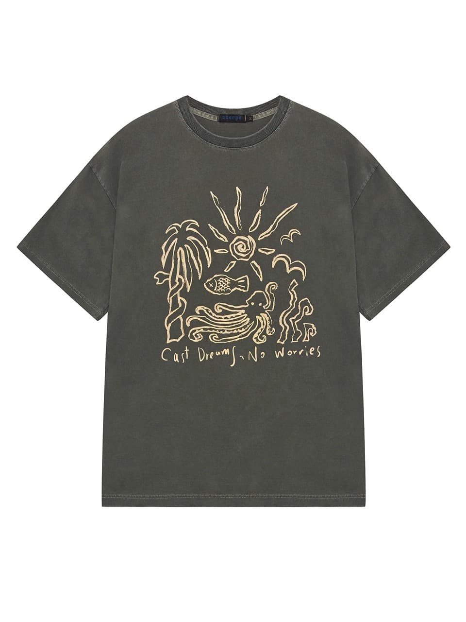 Cast Dreams No Worries Pigment Half Sleeve T Khaki