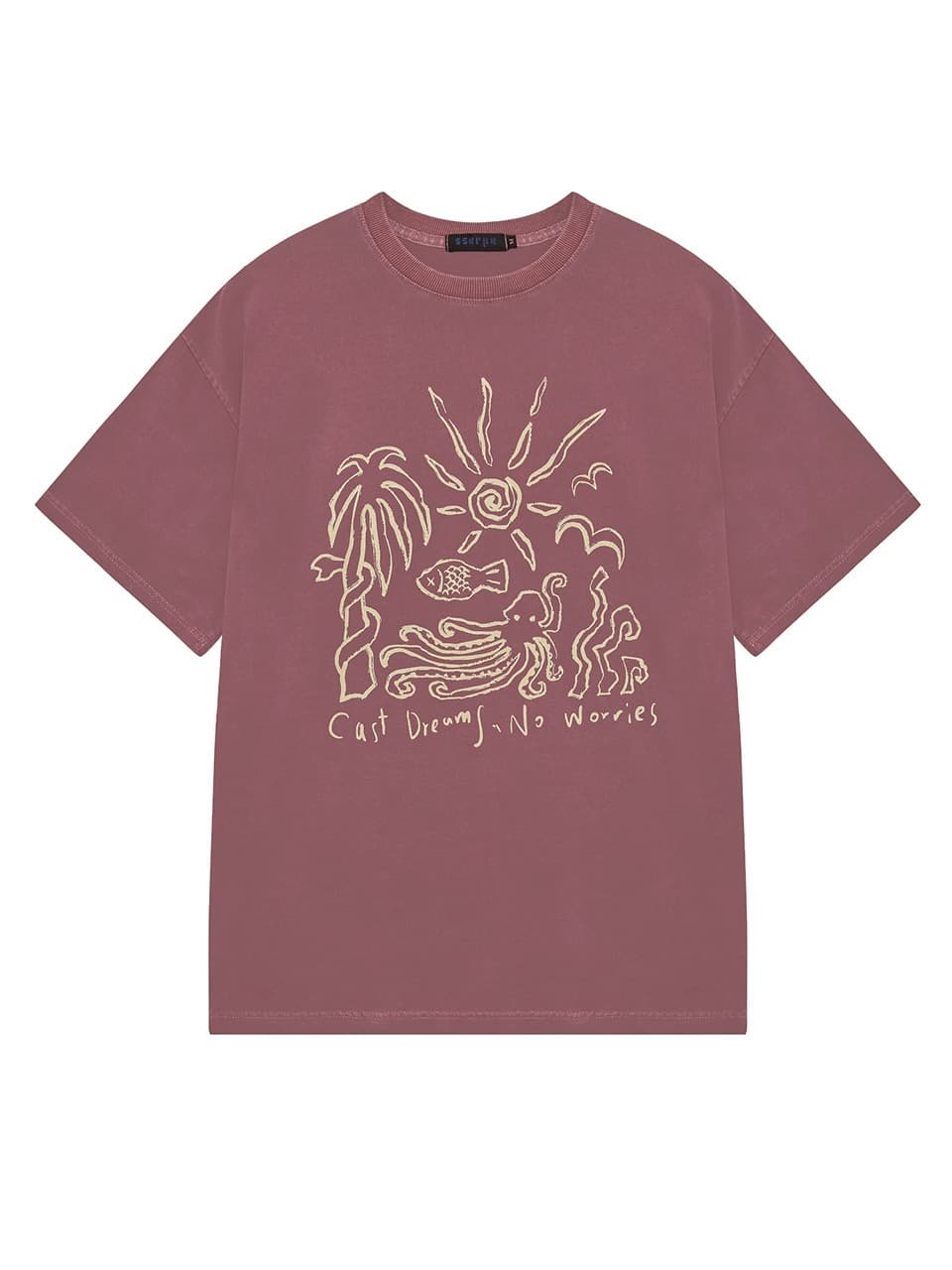 Cast Dreams No Worries Pigment Half Sleeve T Coral Pink