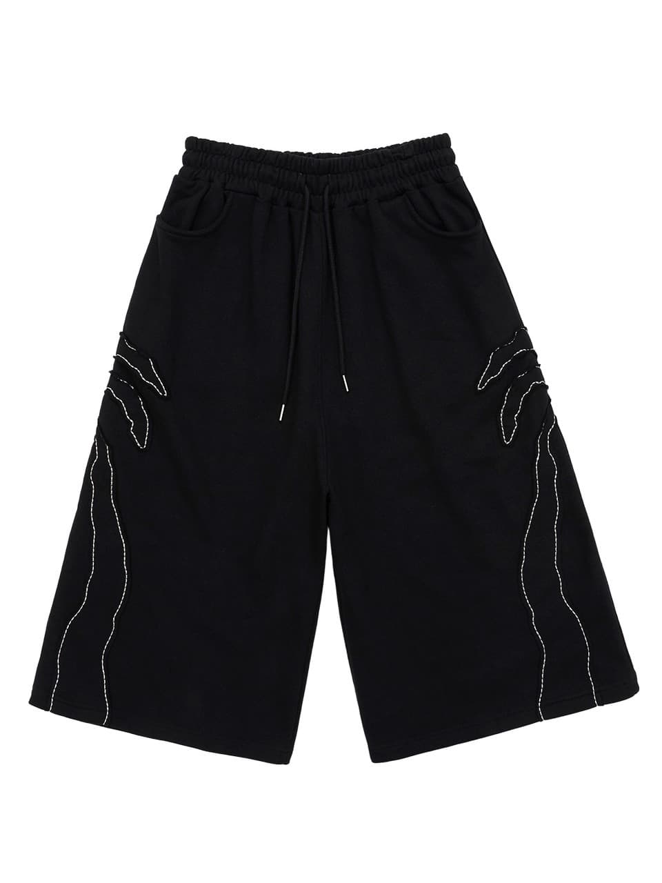 Palm Tree Applique Bermuda Sweat Pants Black